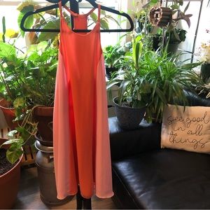 CROSBY Retro orange & pink high neck dress